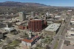 Colorado Springs with the Front Range in the background.