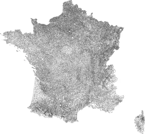 Map of the 36,569 communes of metropolitan France