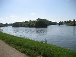 Confluence of Saône and Doubs rivers.