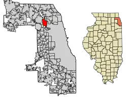 Location of Park Ridge in Cook County, Illinois