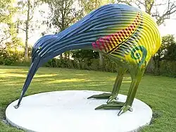 Corrugated iron sculpture of a kiwi in Ōtorohanga