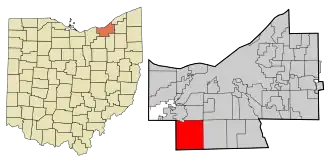 Location in Cuyahoga County and the state of Ohio.