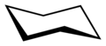 Cyclohexane, a non-aromatic cyclic compound drawn in the chair conformation.