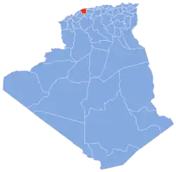 Map of Algeria highlighting Chlef