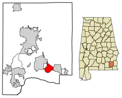 Location of Pinckard in Dale County, Alabama.