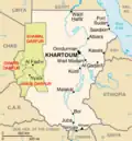 Map showing Darfur (in green)