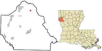 Location in De Soto Parish and the state of Louisiana.