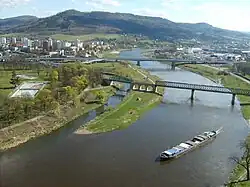 Confluence of Elbe and Ploučnice in Děčín