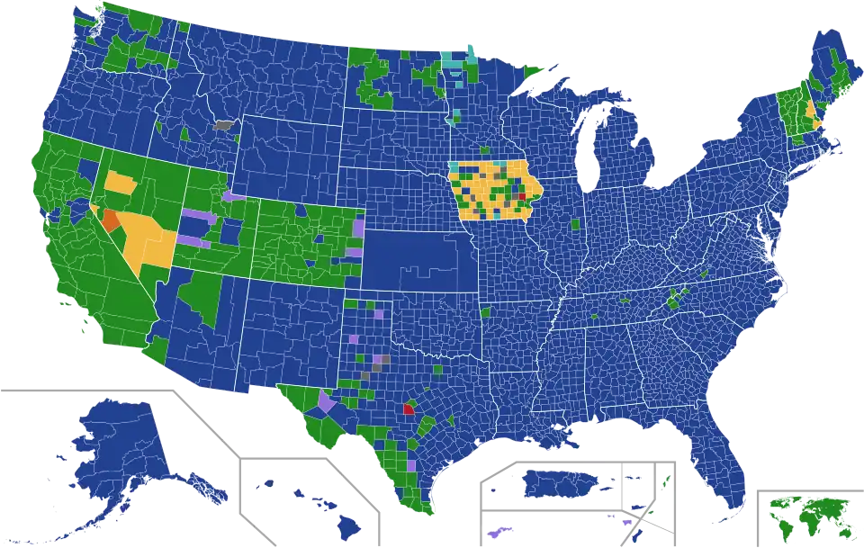 Results in pledged delegates, by county