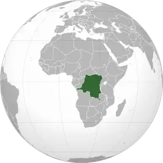 Location of &nbsp;Democratic Republic of the Congo&nbsp;&nbsp;(dark green)