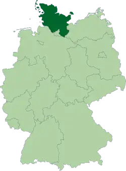 Position of Schleswig-Holstein within Germany