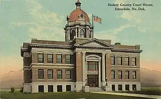 Postcard. Dickey County Courthouse in 1915.