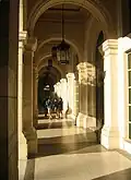 A sunlit arcade in a school in Havana, Cuba