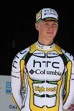 Gert Dockx showing the Team HTC-Columbia jersey