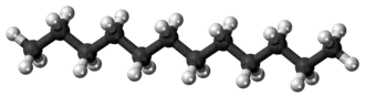 Ball and stick model of dodecane