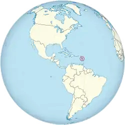 Dominica on the globe (Americas centered)