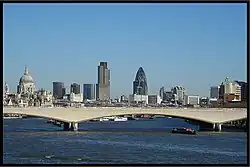 The completed bridge with the City of London behind