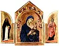 A triptych of the Madonna and Child with saints, in the National Gallery, London