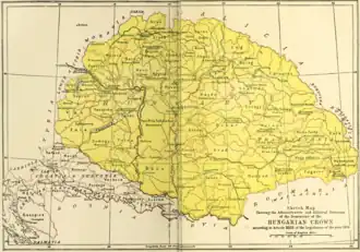 A map showing Hungary's territories.