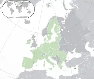 Location of &nbsp;Cyprus&nbsp;&nbsp;(green)in the European Union&nbsp;&nbsp;(light green)&nbsp; —&nbsp; [Legend]