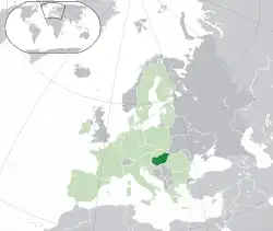 Map showing Hungary in Europe