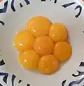 The yolks of these eggs fit together like hexagons due to the way that circles tesselate.