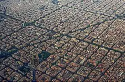 When Barcelona, Spain expanded in the late 19th century, the architect Ildefons Cerdà created a plan. Older parts of the city do not follow the plan.