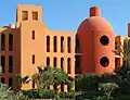 The Steigenberger Hotel, El Gouna, Egypt. The 3-D geometric composition and monochromatic coloring gives a memorable result.