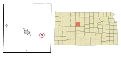Location within Ellis County and Kansas