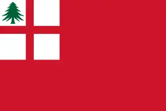 The First Flag (and Ensign) of New England, used by Colonial merchant ships sailing out of New England ports, 1686-c.1737.