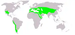 Map showing the range of Ephedra