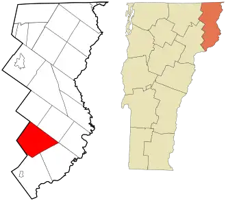 Location in Essex County and the state of Vermont.