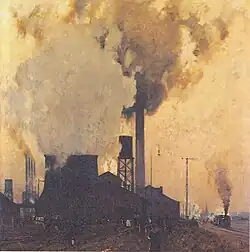 [The iron- and steelwork Hoesch in Dortmund] Eisen- und Stahlwerk Hoesch in Dortmund by Eugen Bracht, 1907