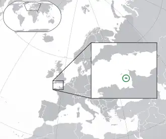 Location of &nbsp;Jersey&nbsp;&nbsp;(green)on the European continent&nbsp;&nbsp;(dark grey)