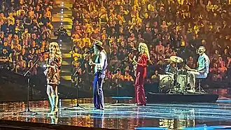 Systur performing at the first semi-final of the Eurovision Song Contest 2022 in May 2022.