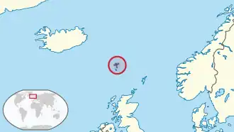 Location of the Faroe Islands in Northern Europe