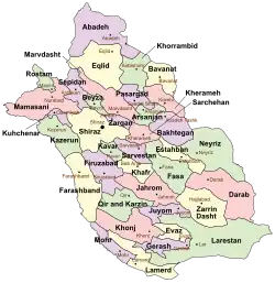Location in Fars Province
