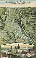Aerial view of the Iller Valley and view of the Wieland Works: early 20th-century postcard