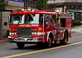 An E-One fire engine used by the Boston Fire Department in the United States.Fire Engines provide Fire Suppression duties at Fire incidents and they deal with other emergency situations.