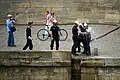 BSPP firefighters at training on the river Seine bank.