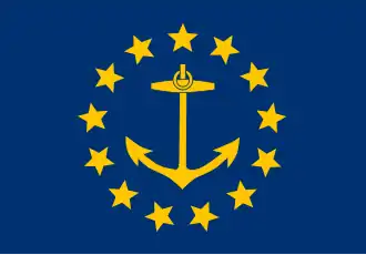 The flag of Rhode Island from 1882 to 1897.