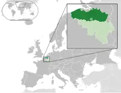 Flanders shown within Belgium and Europe