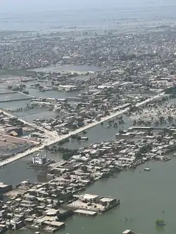 A bird's-eye view photo taken during 2022 Pakistan floods