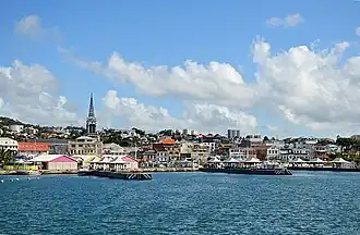 A view from the ship arriving from Les Trois-Îlets