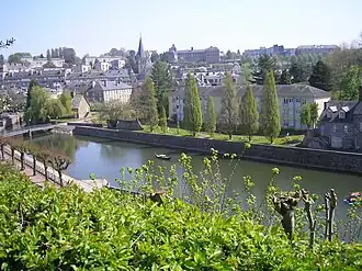 The lock, the church and surroundings in Vire