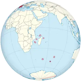 Location of French Southern and Antarctic Lands