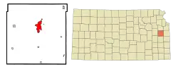 Location within Franklin County and Kansas