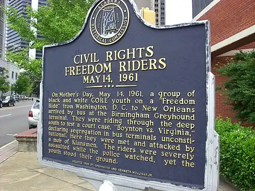 Sign in Birmingham honoring the Freedom Riders