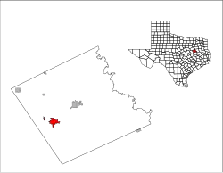 Location of Teague in Freestone County, Texas