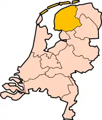 Map: Province of Friesland in the Netherlands
